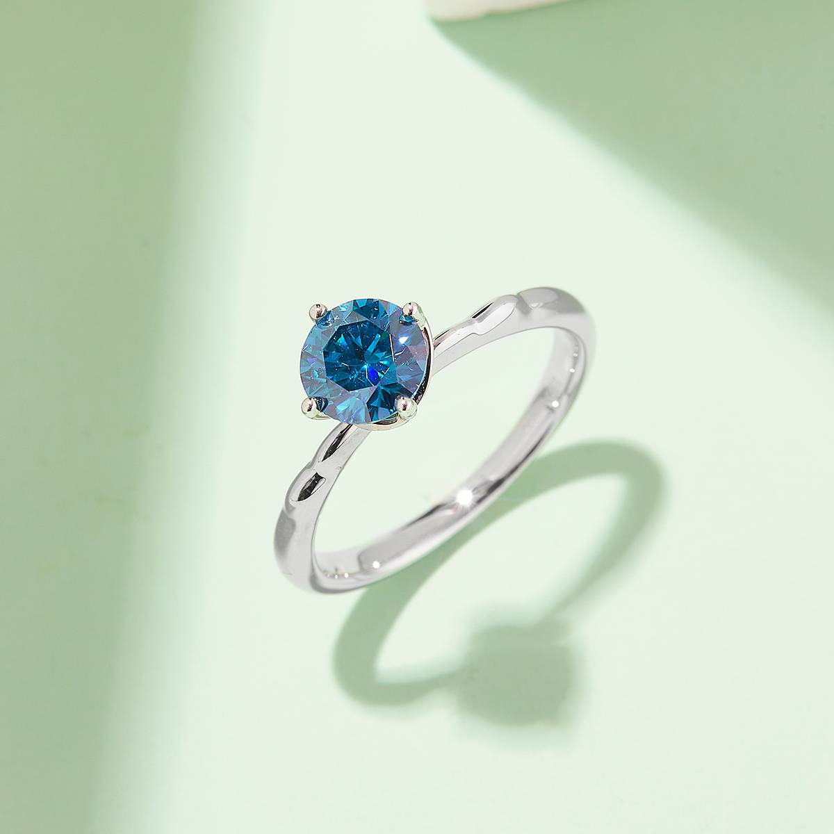 Straight arm windmill S925 silver plated platinum Moissanite women's ring 1 carat D-grade